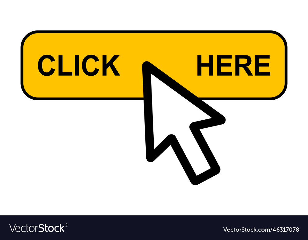 Click here web button internet flat pointer vector image Click here web button internet flat pointer