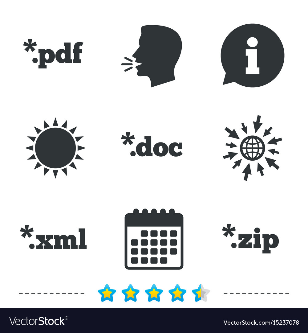 Document signs file extensions symbols