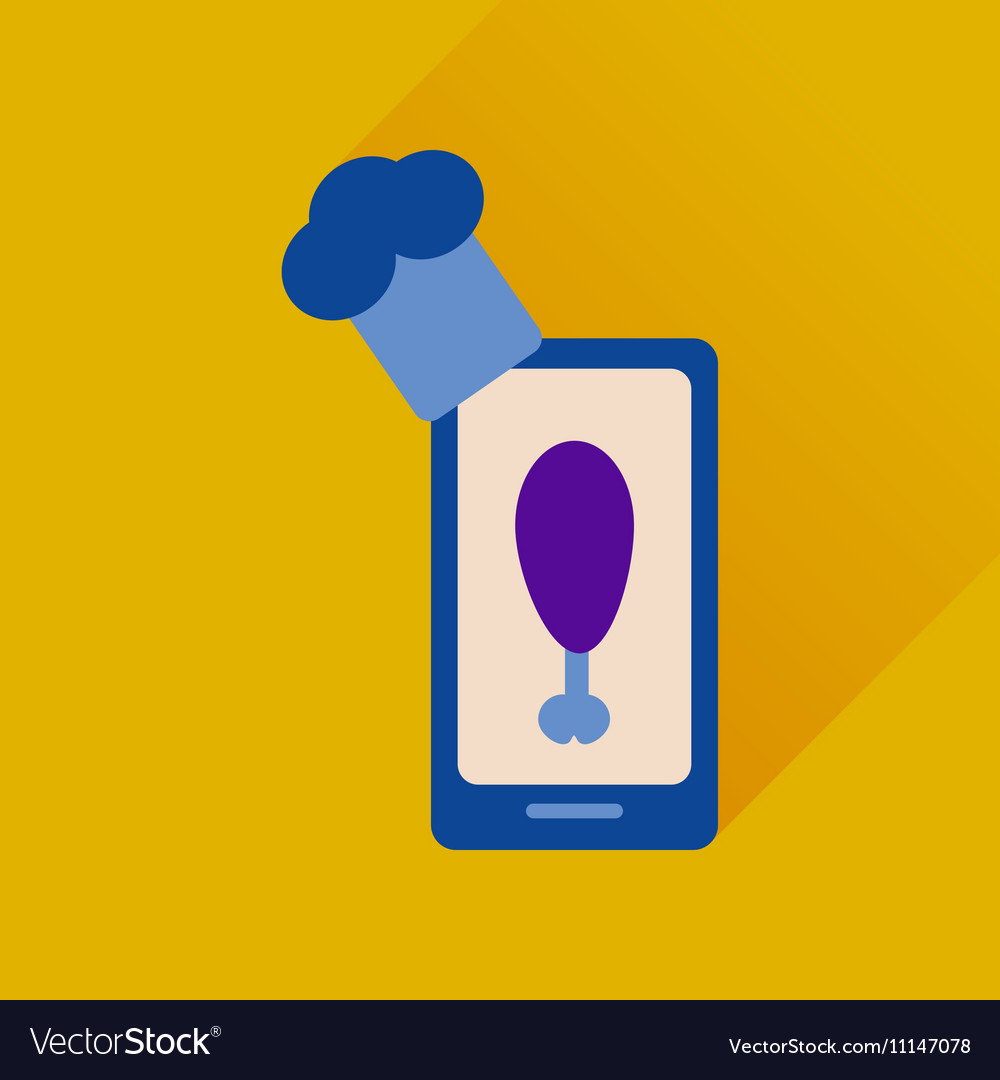 Flat web icon with long shadow mobile chef