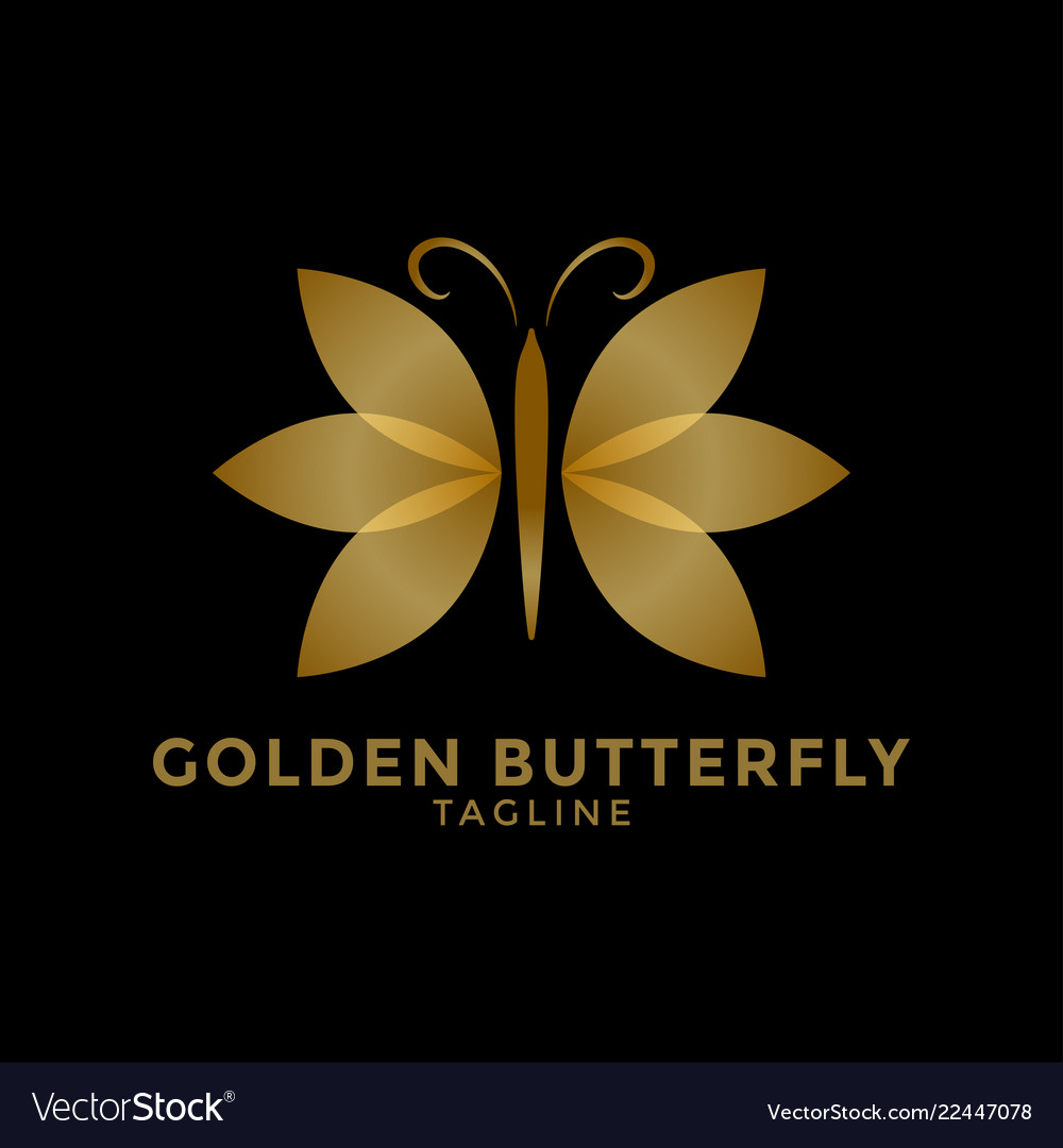 Download Golden butterfly logo icon design template Vector Image