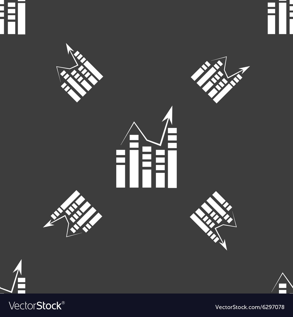Graph icon sign seamless pattern on a gray