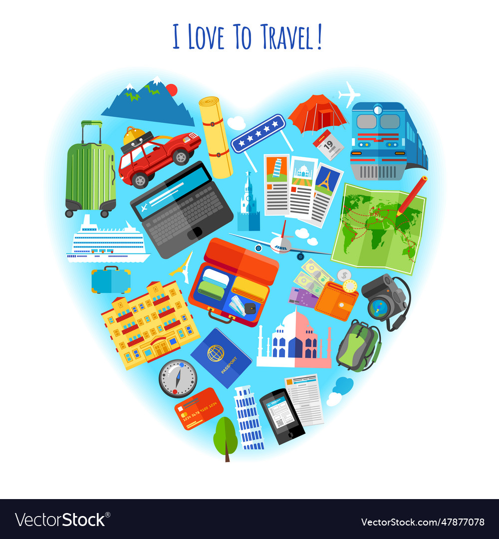 Love to travel concept icon poster