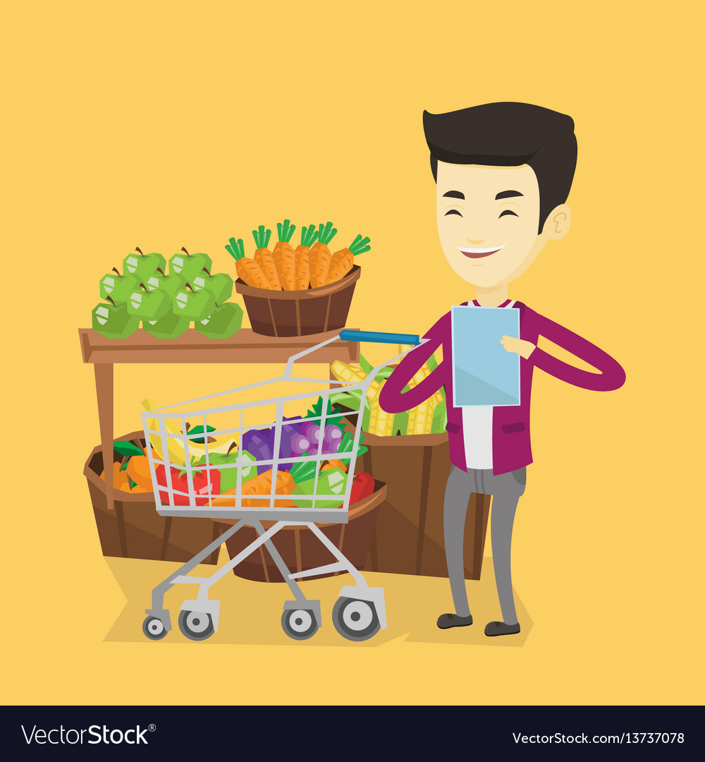 Man with shopping list vector image Man with shopping list