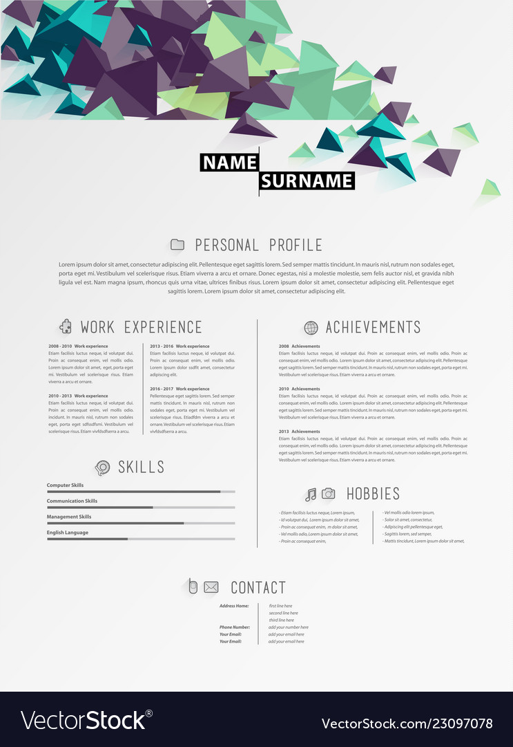 Modern CV Template with Triangle Shapes