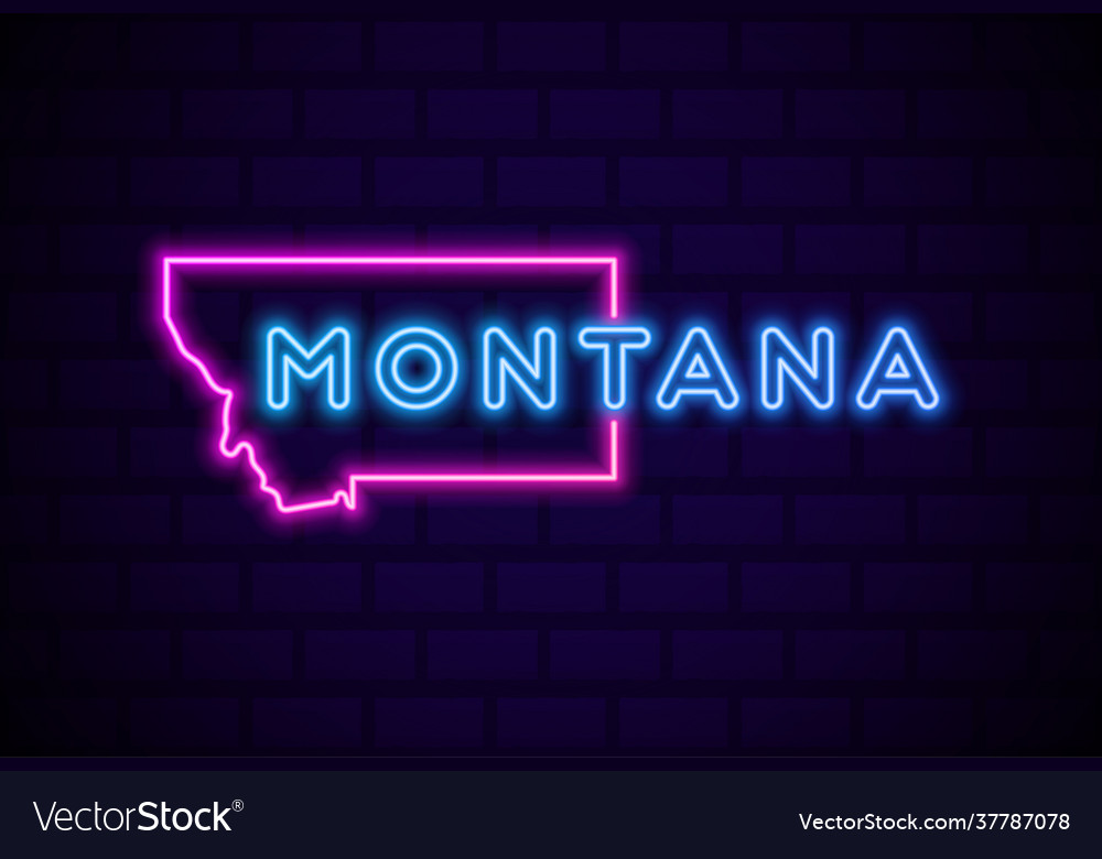 Montana us state glowing neon lamp sign realistic Vector Image