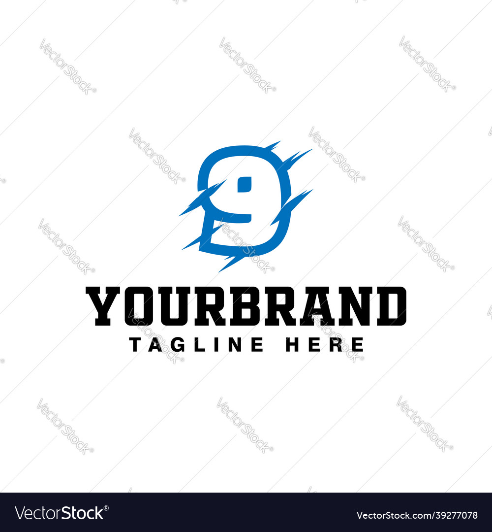 Number 9 with claw scratch logo design