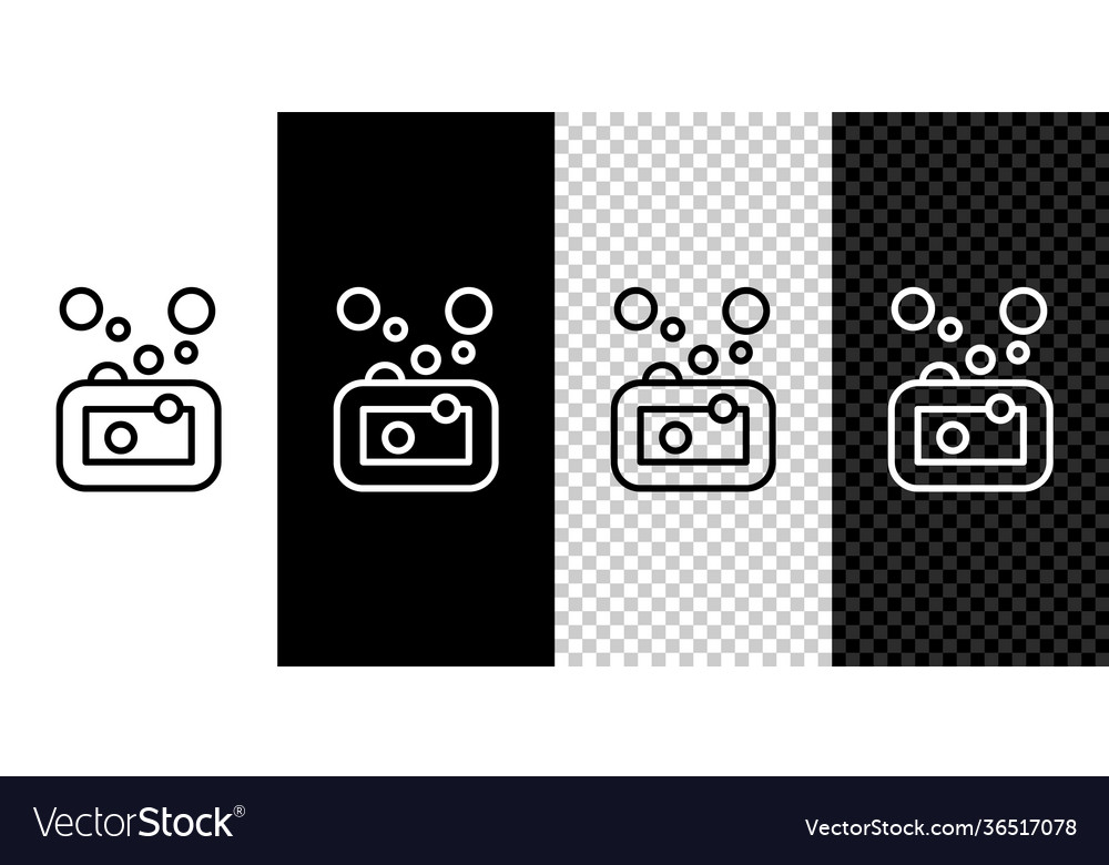 Set line bar soap icon isolated on black