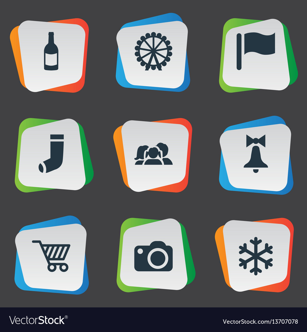 Set of simple new year icons Vector Image Set of simple new year icons