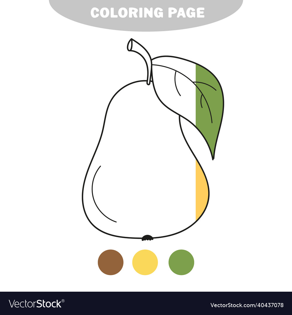 Simple cartoon icon pear isolated object vector image Simple cartoon icon pear isolated object