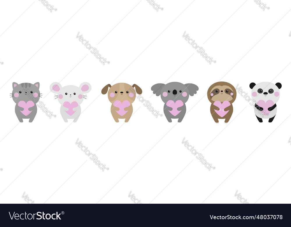 Sloth koala panda bear cat dog mouse set icon