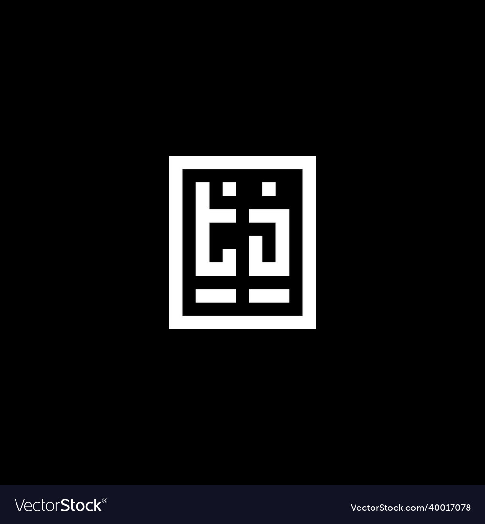 Tj initial logo with square rectangular shape vector image Tj initial logo with square rectangular shape