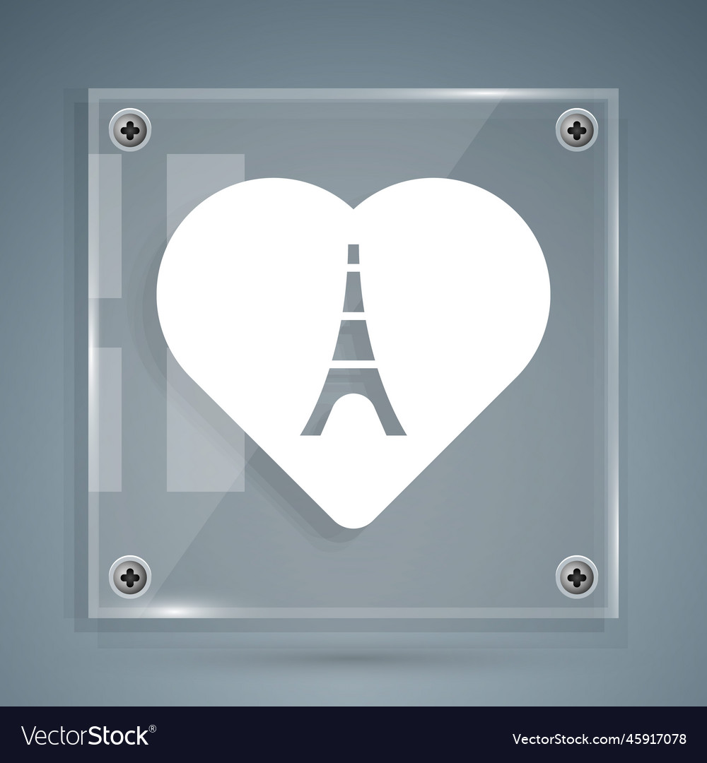 White eiffel tower with heart icon isolated vector image White eiffel tower with heart icon isolated