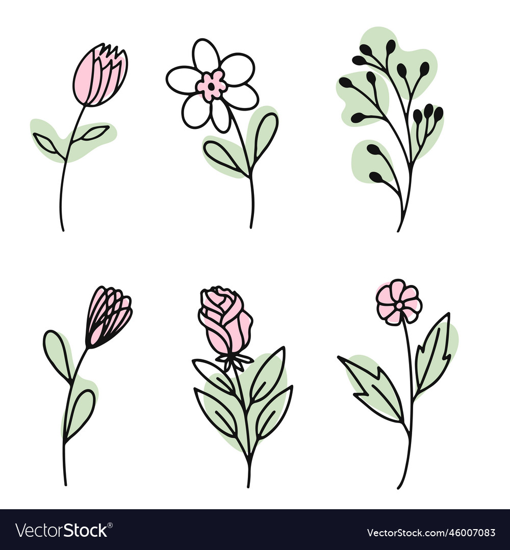 A set of flat icons with the image spring vector image A set of flat icons with the image spring
