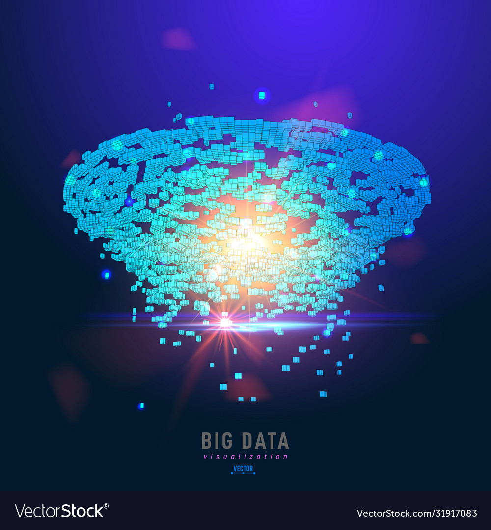 Abstract 3d big data visualization tangled vector image Abstract 3d big data visualization tangled