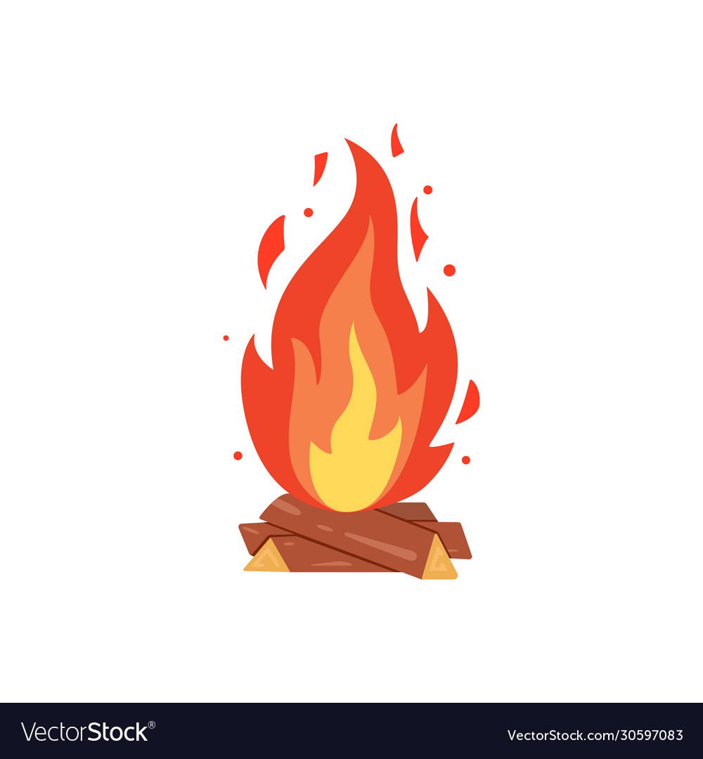 Campfire icon burning bonfire firewood Royalty Free Vector