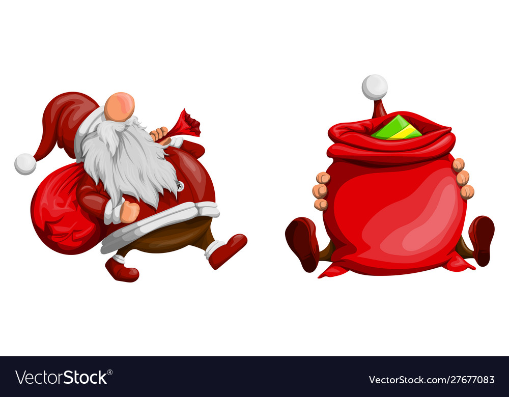 Cool and funny santa claus with gifts in cartoon s