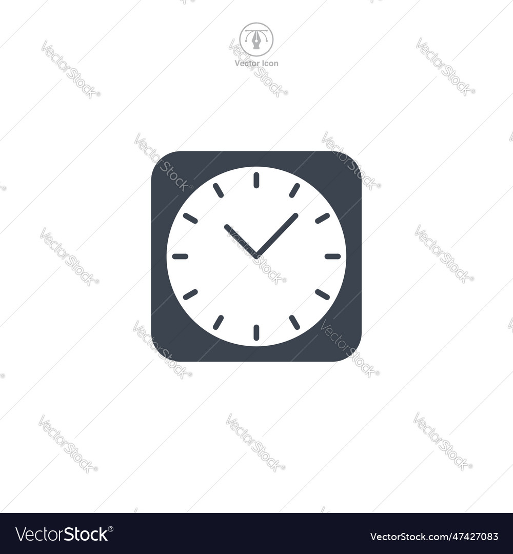 Flat icon of a clock the design uses simple lines Vector Image Flat icon of a clock the design uses simple lines