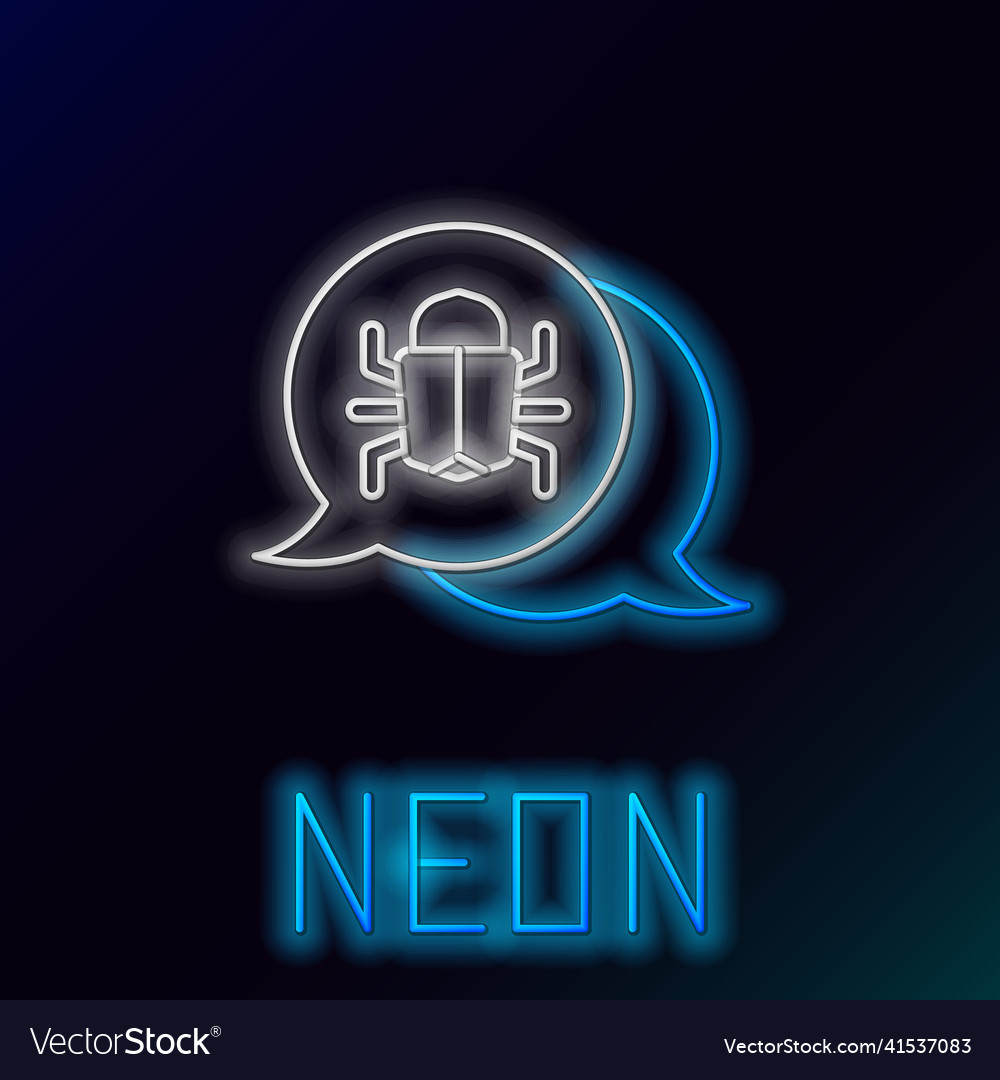 Glowing neon line system bug concept icon isolated vector image Glowing neon line system bug concept icon isolated