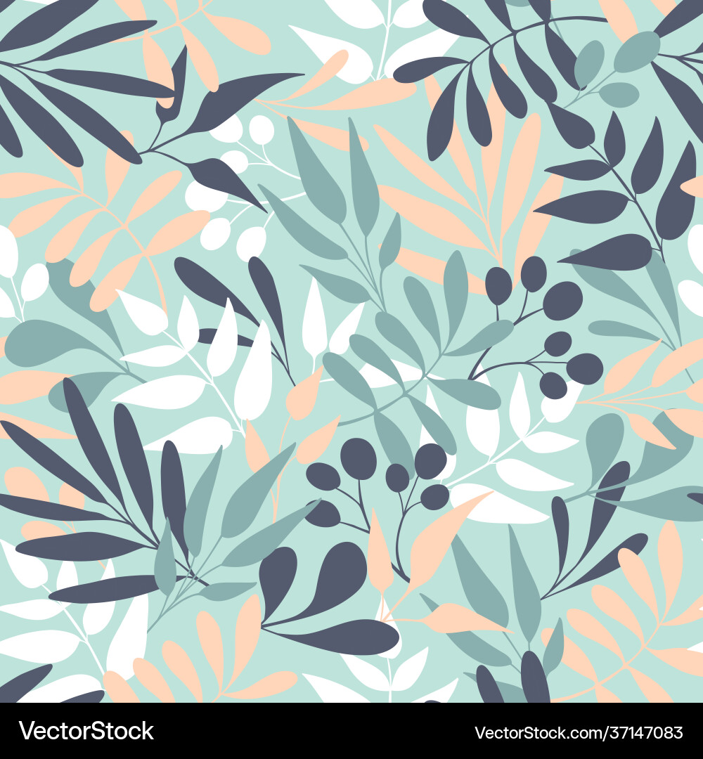 Green leaves seamless pattern background Vector Image