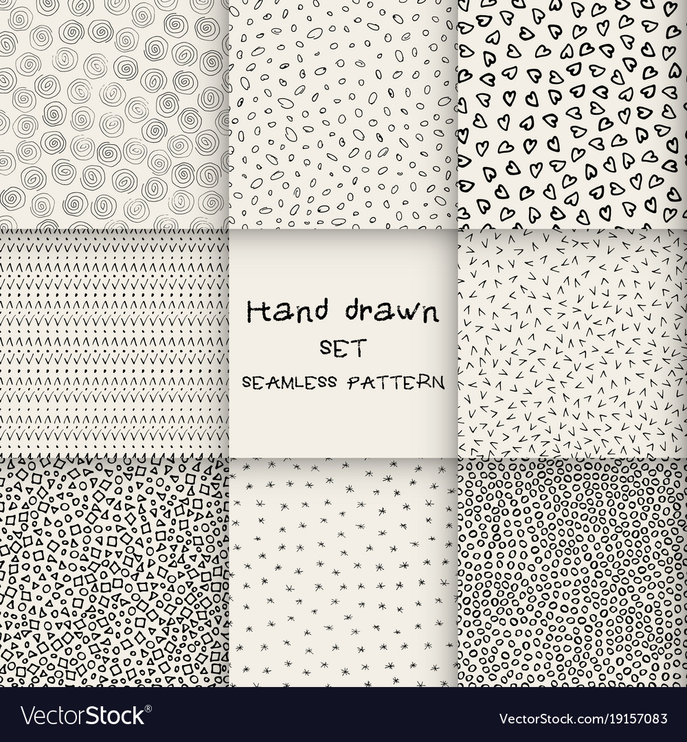 Hand drawn marker and ink seamless patterns