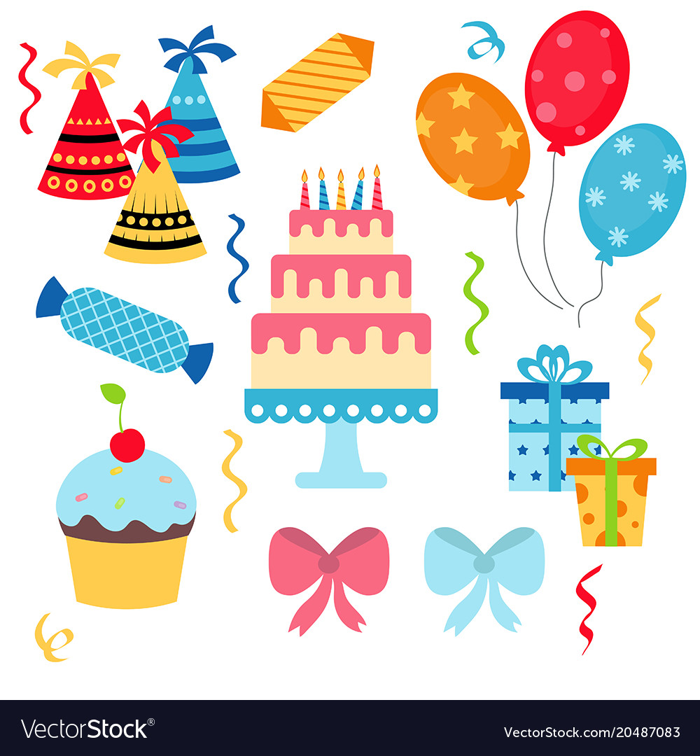 Happy Birthday Icons Set Birthday Icons Set Vector Image