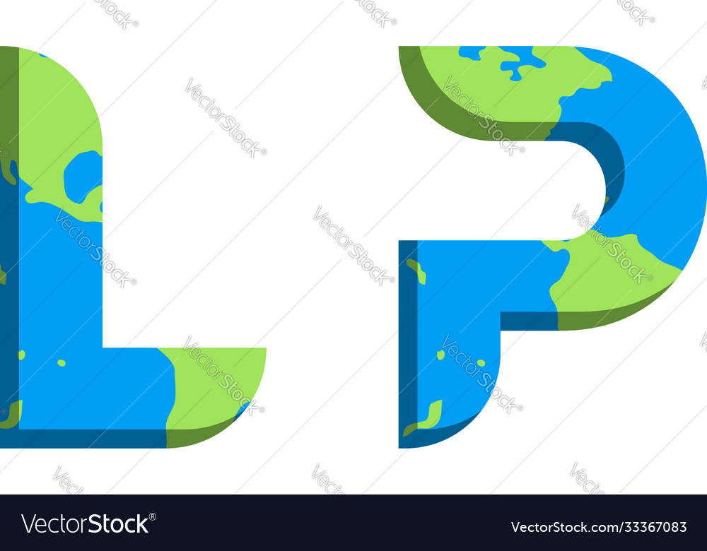 Initial lp logo design with world map style Vector Image Initial lp logo design with world map style