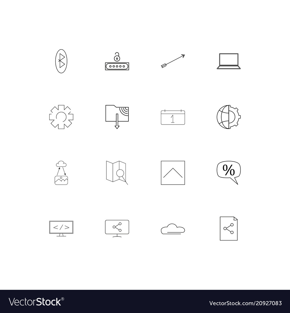 Internet technologies linear thin icons set