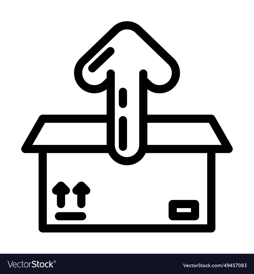 Open box unpacking loading contents line icon vector image Open box unpacking loading contents line icon