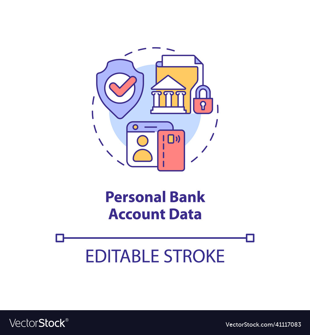 Personal bank account data concept icon Royalty Free Vector