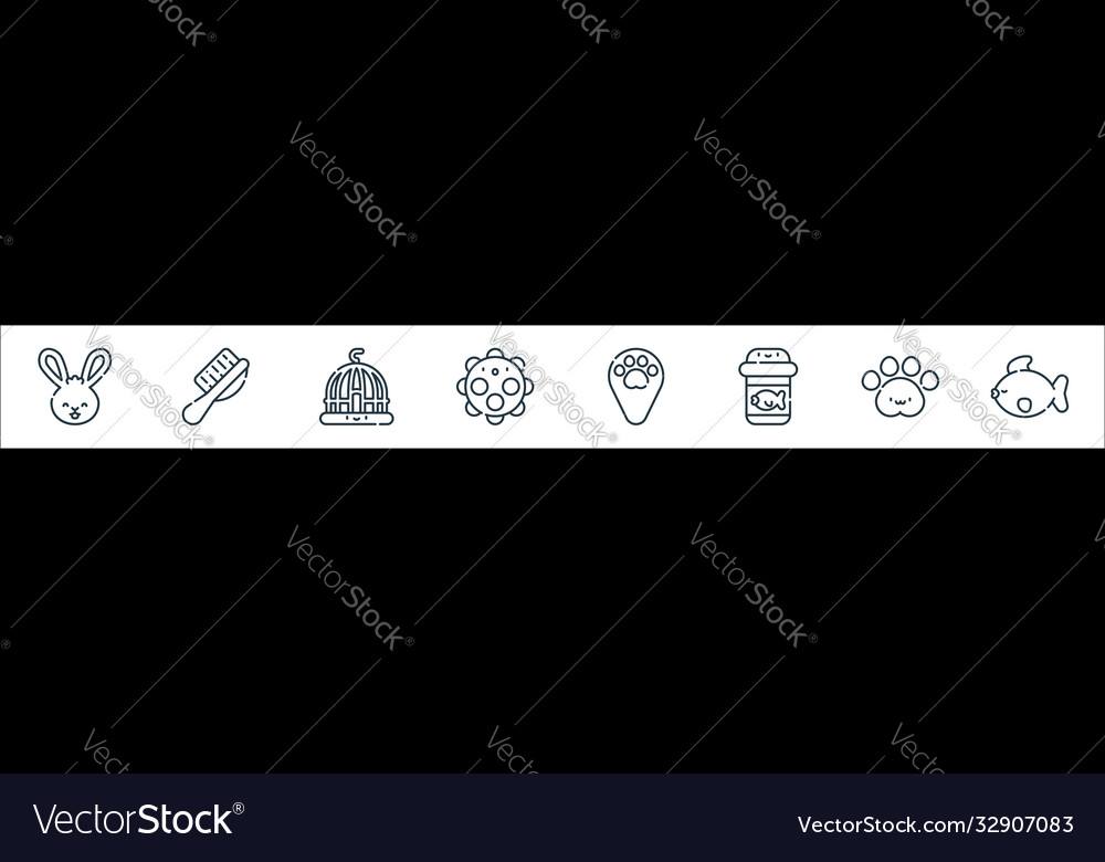 Pets line icons linear set quality vector image Pets line icons linear set quality