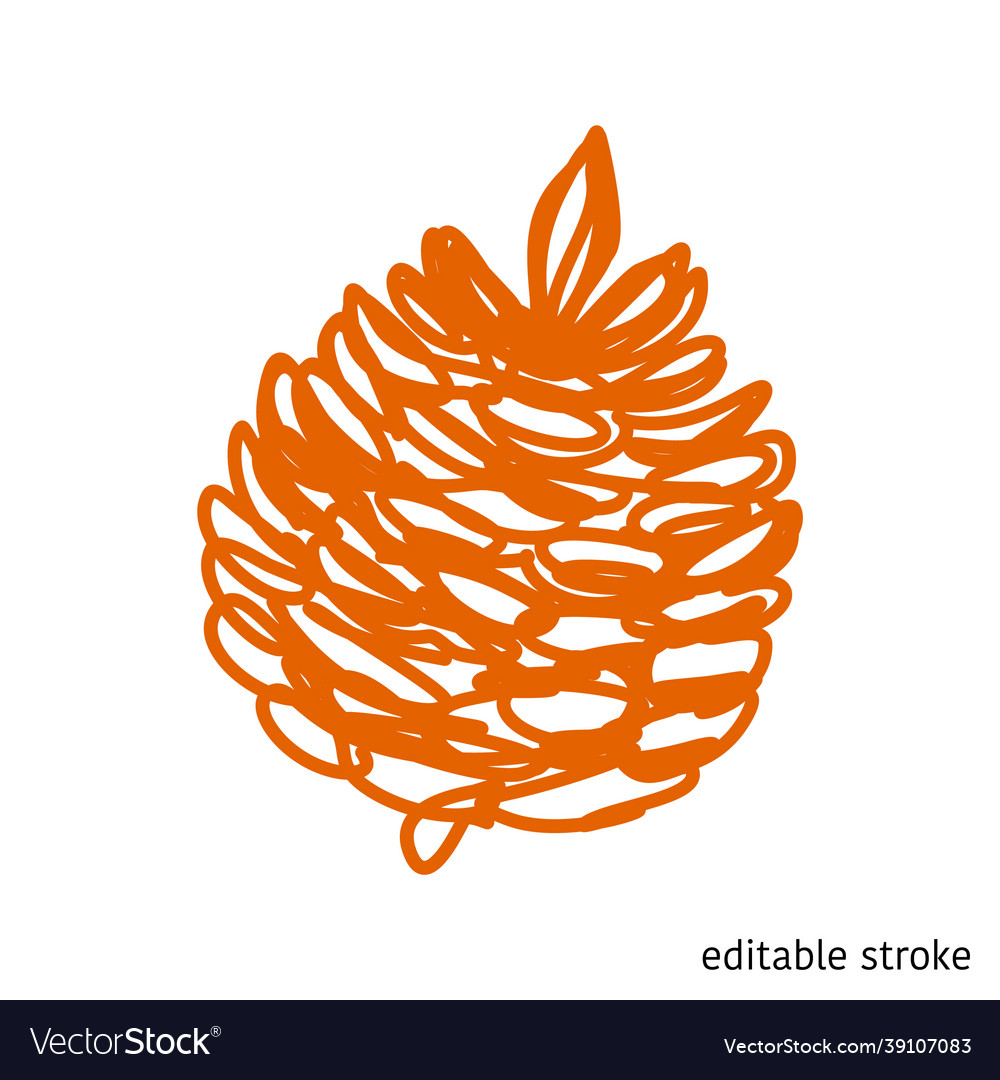 Pine cone made in continuous line art style