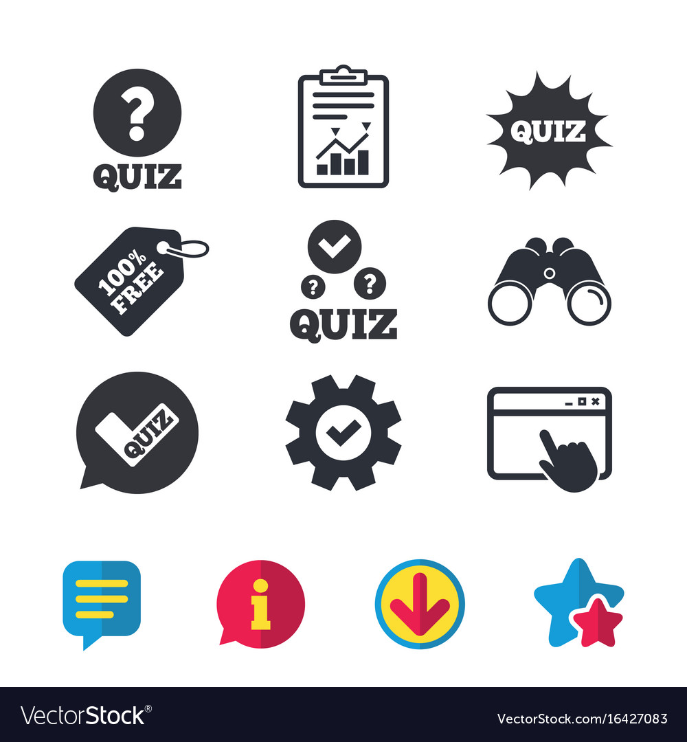Quiz icons speech bubble with check mark symbol
