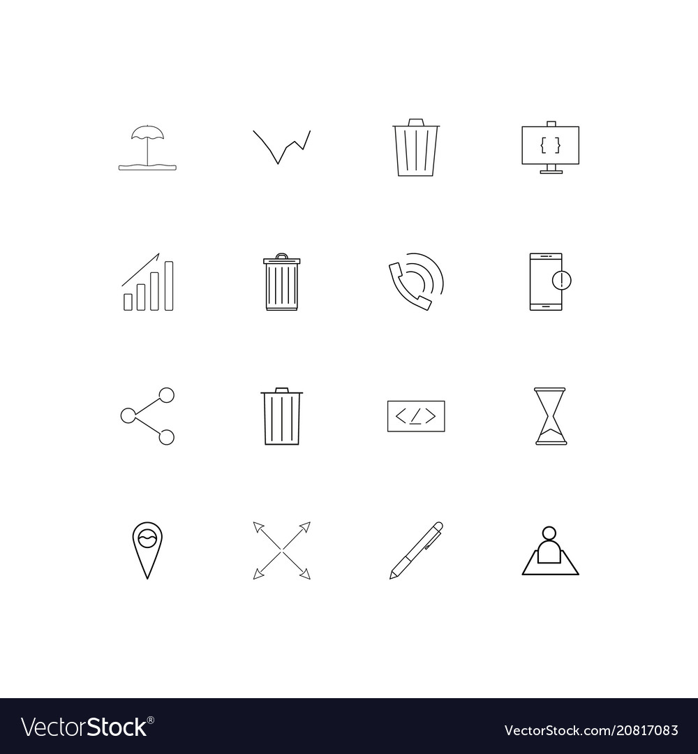 Web linear thin icons set outlined simple