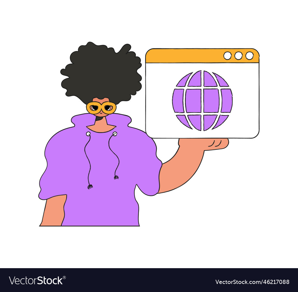 A bright and stylish of guy using web browser Vector Image A bright and stylish of guy using web browser