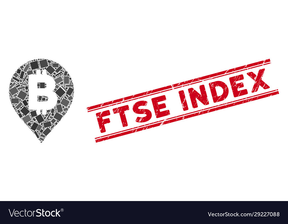 Bitcoin map marker mosaic and grunge ftse index