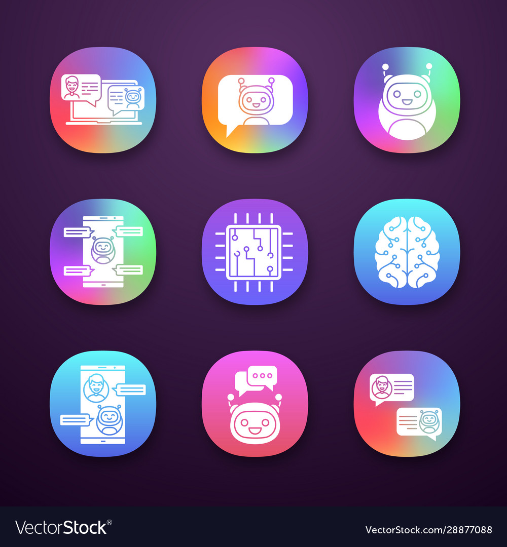 Chatbots app icons set vector image Chatbots app icons set