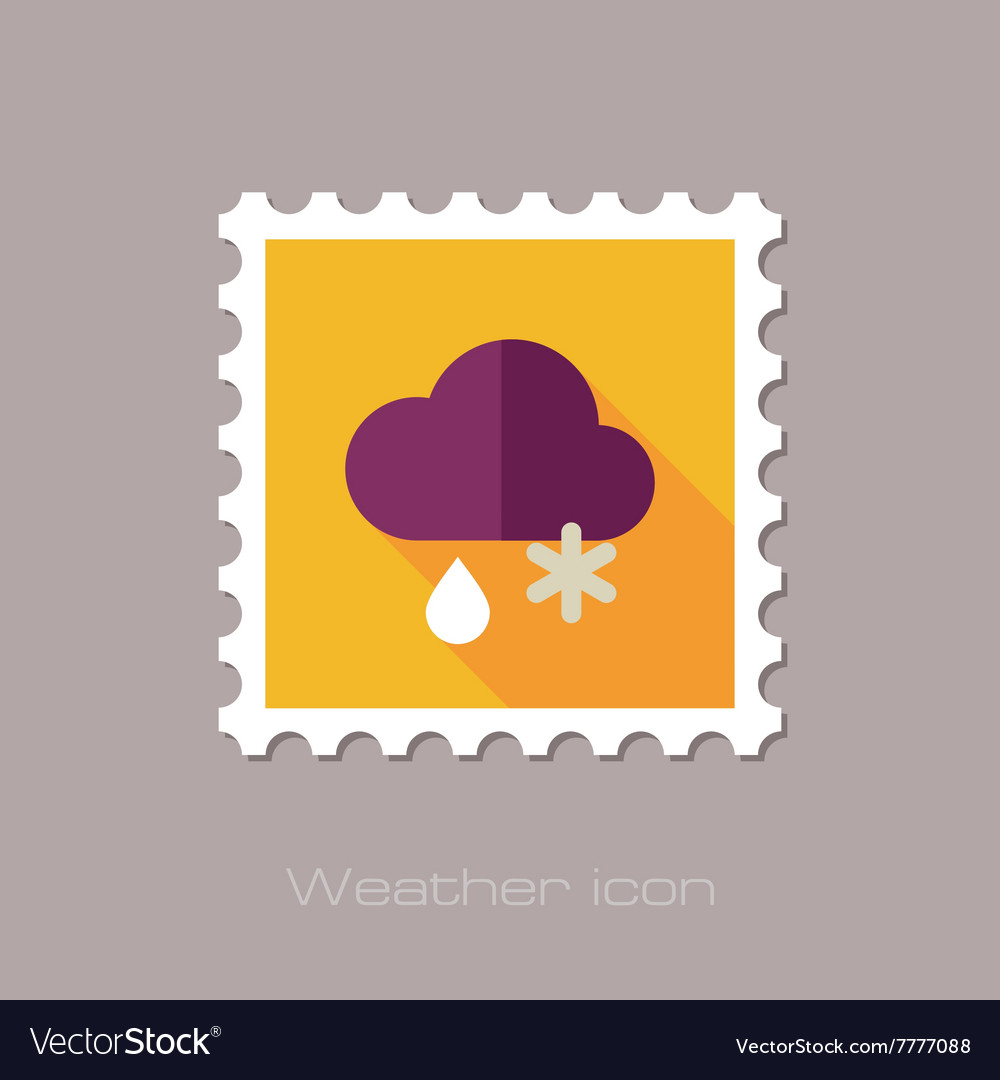 Cloud snow rain flat stamp meteorology weather