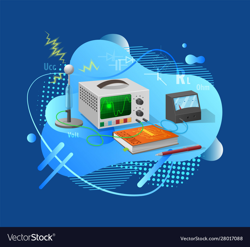 Equipment with current electronics objects vector image Equipment with current electronics objects