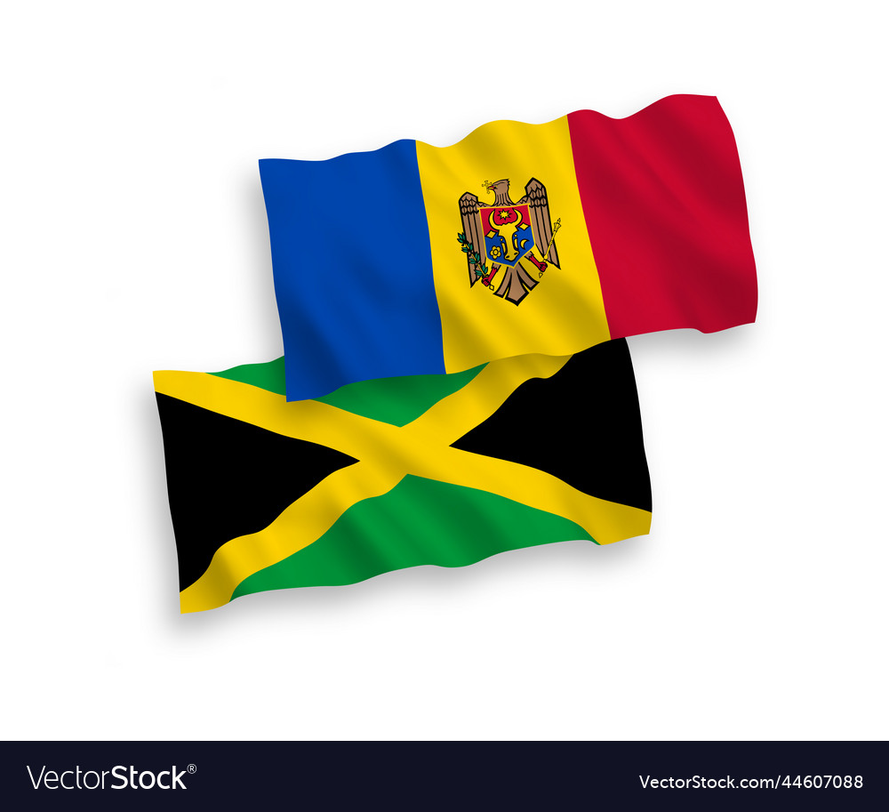 Flags of moldova and jamaica on a white background