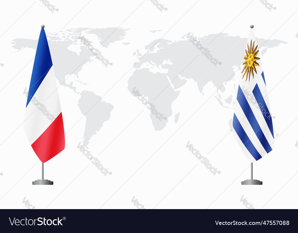 France and uruguay flags for official meeting