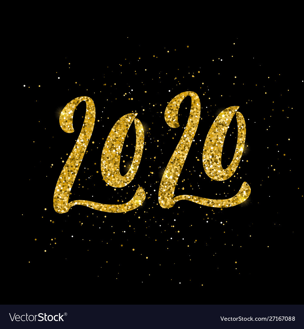 Happy new year 2020 poster with hand drawn vector image Happy new year 2020 poster with hand drawn
