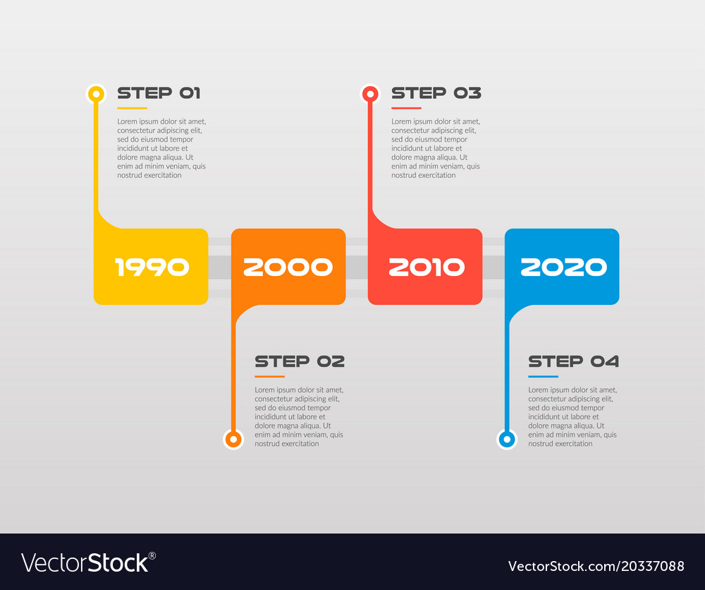 Horizontal steps timeline infographics arrows Vector Image