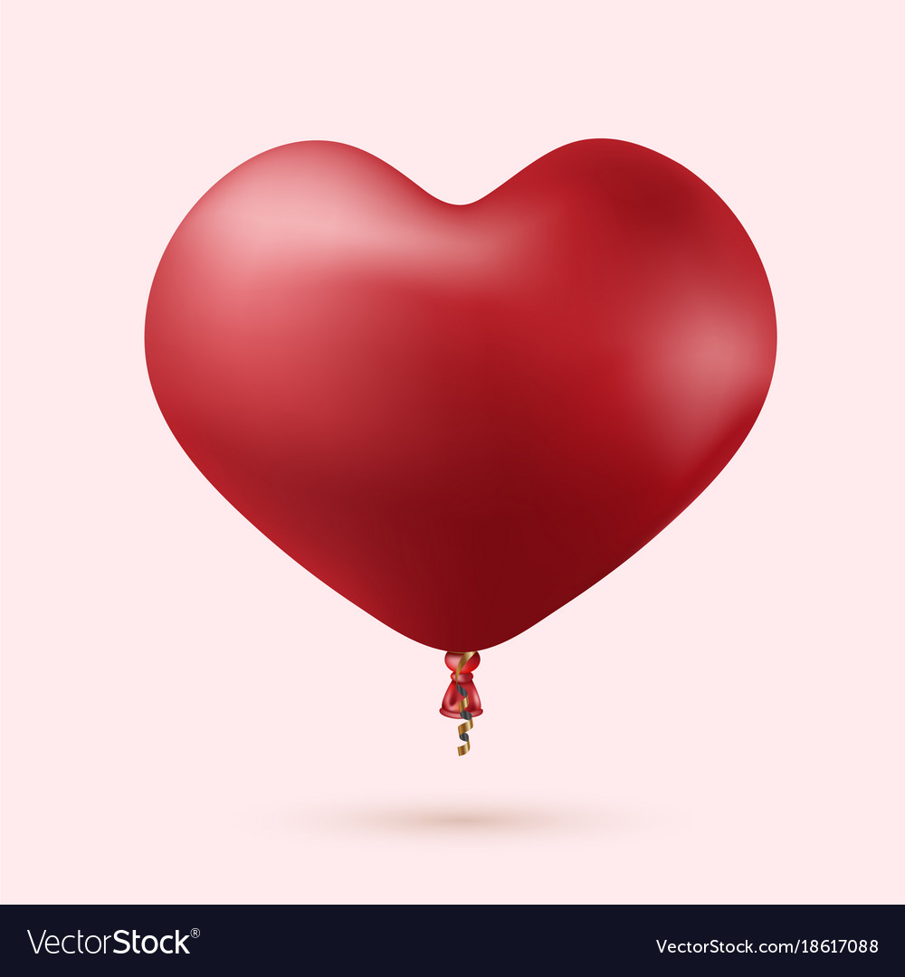 Modern Red Heart Balloon With Ribbon Royalty Free Vector