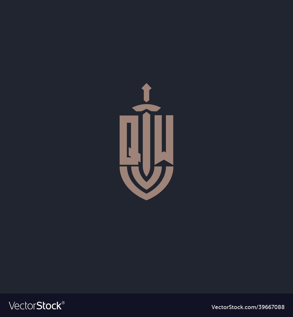 Qw logo monogram with sword and shield style