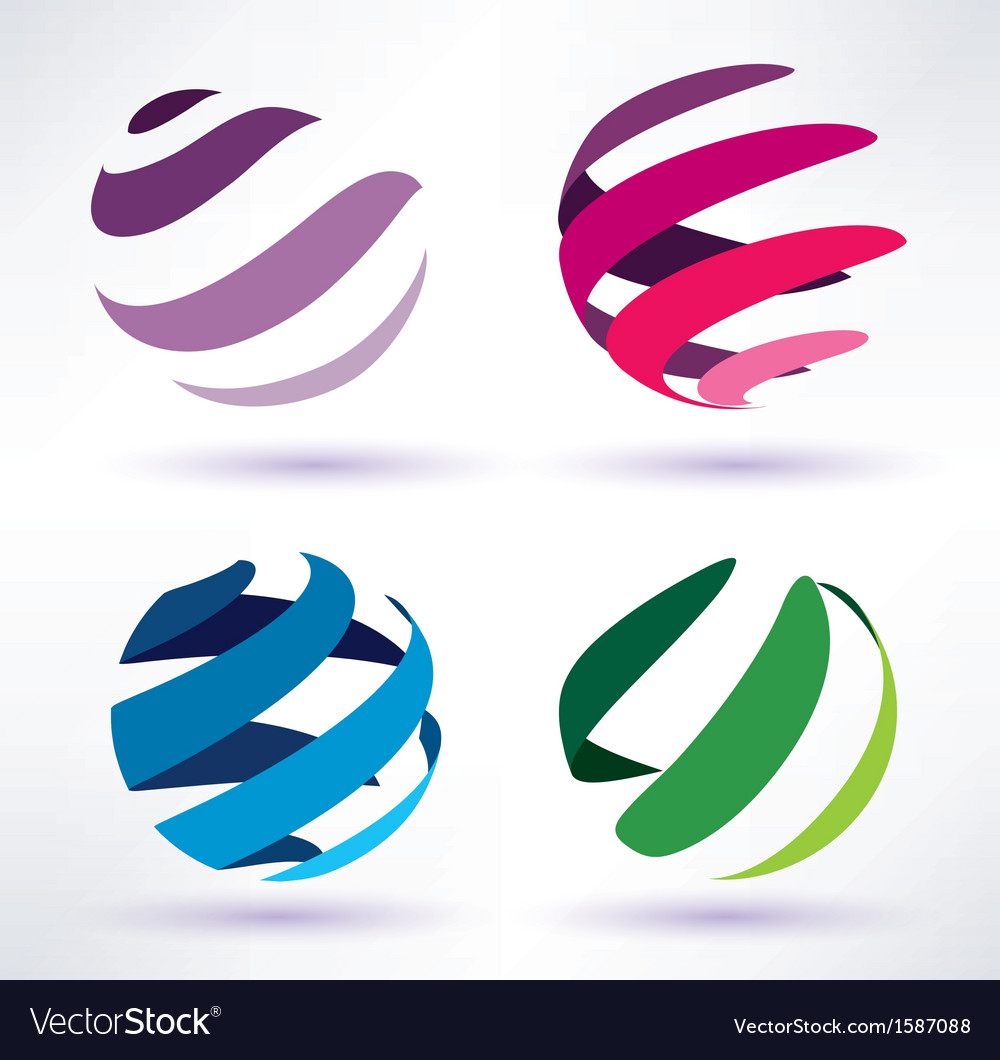 Download Set of 3d abstract globe icons Royalty Free Vector Image