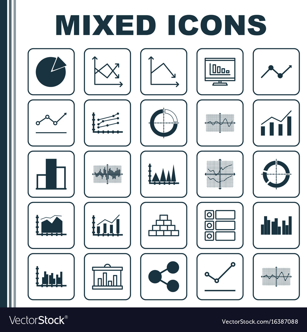 Set of graphs diagrams and statistics icons