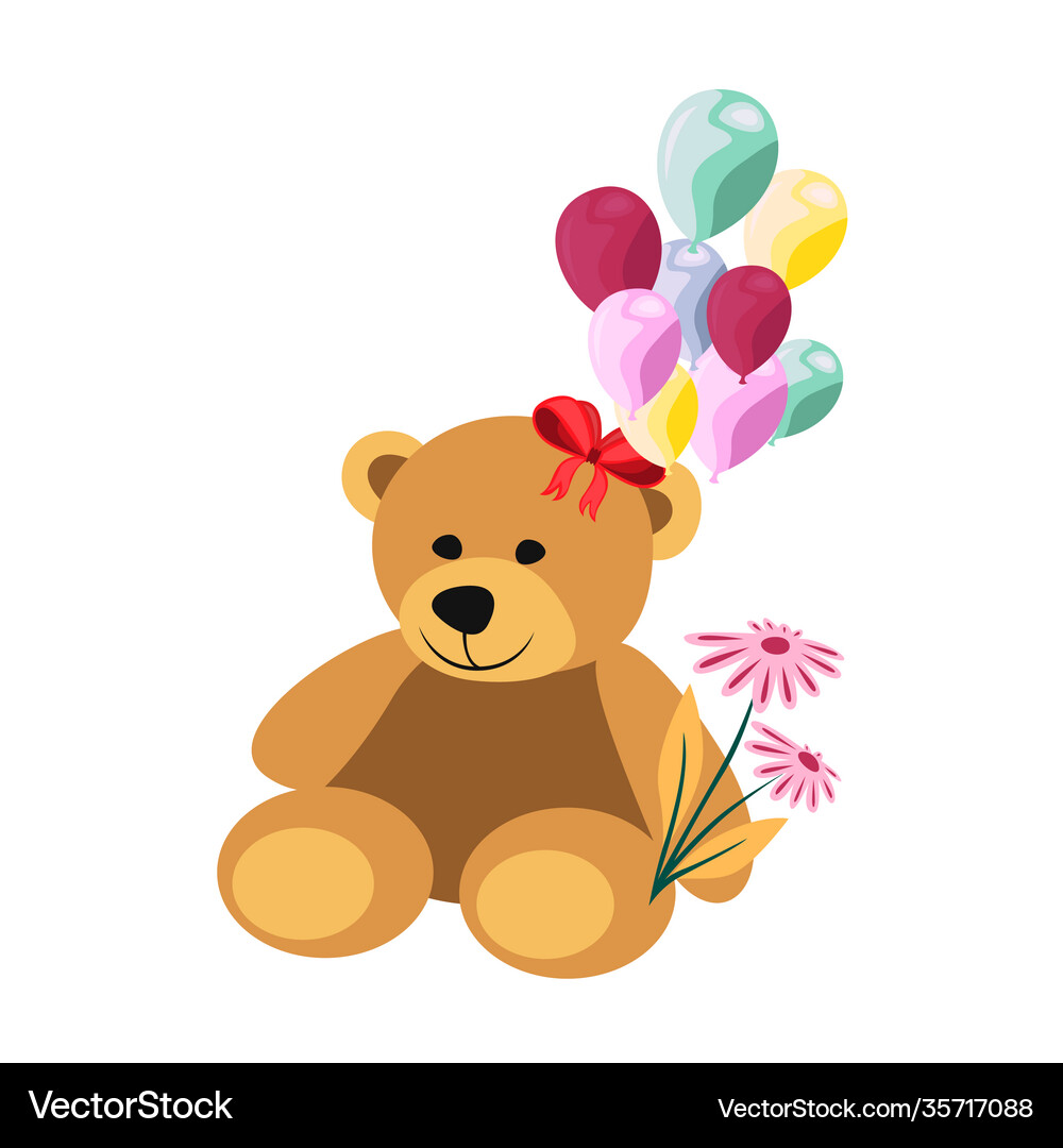 Teddy bear flat Royalty Free Vector Image - VectorStock