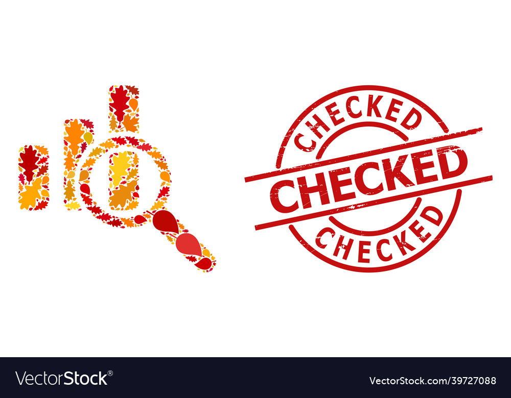 Textured checked stamp print and expore bar chart vector image Textured checked stamp print and expore bar chart