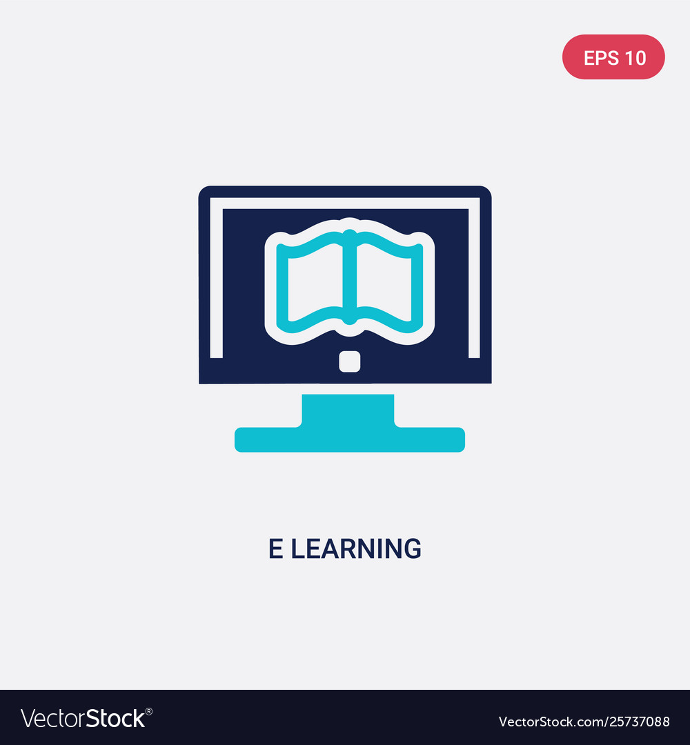 Two color e learning icon from e-learning vector image Two color e learning icon from e-learning