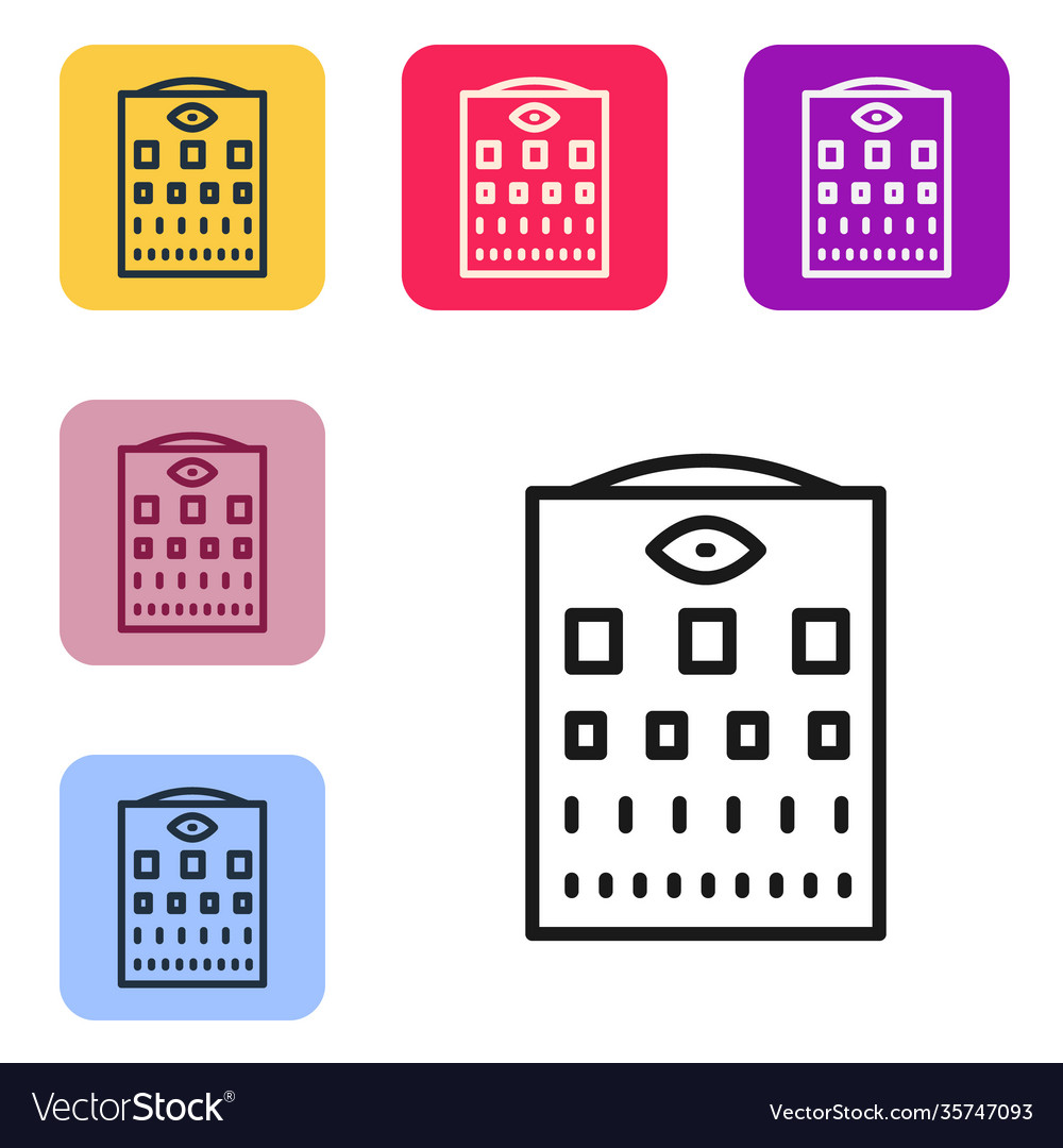 Black line eye test chart icon isolated on white Vector Image